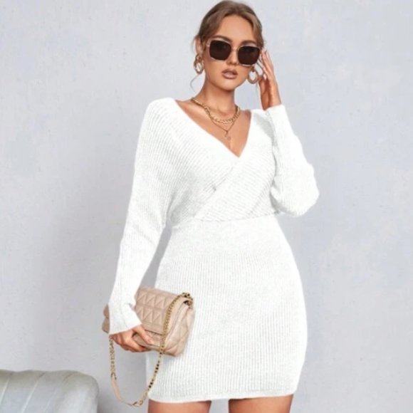 White Sweater Dress - Picture 6 of 6
